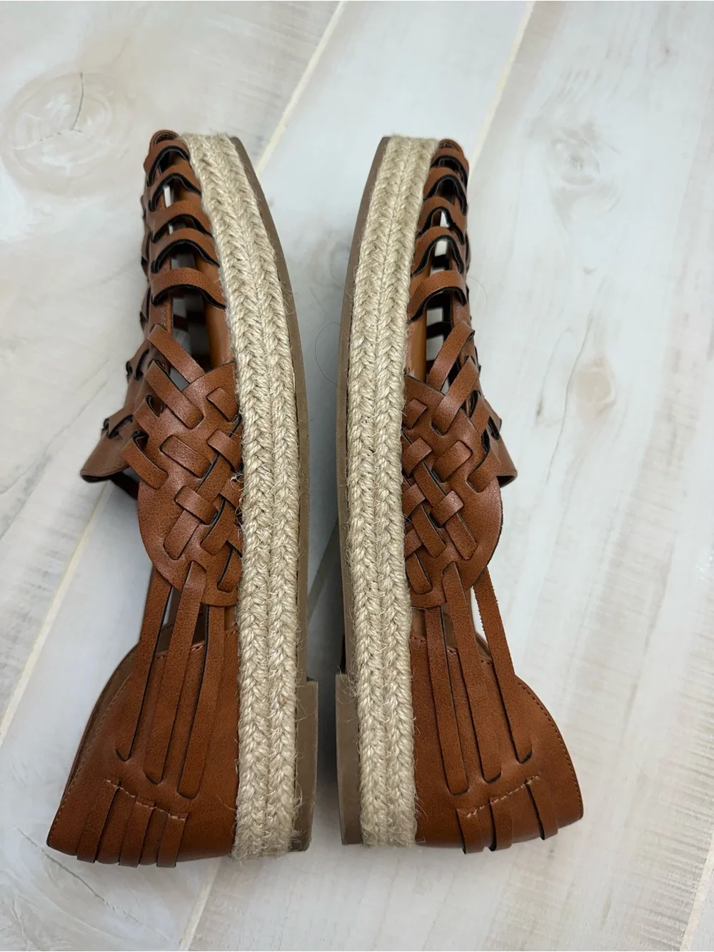 Sam & Libby Tan Woven Leather Slip-On Espadrilles